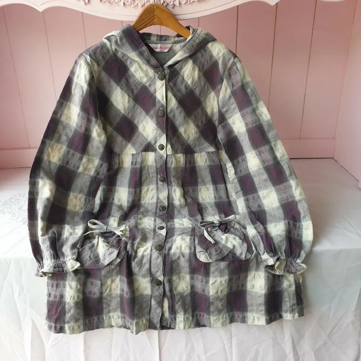 150サイズ ONEPIECE CHECK WHO フード ロング シャツ ONE PIECE