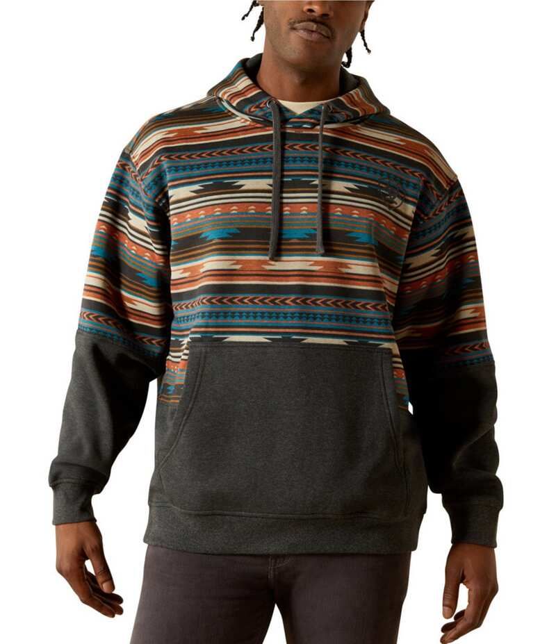 アリアト メンズ アウター パーカー・スウェット フリース パーカー Ariat Long Sleeve Color Block Fleece Hoodie Brown ブラウン