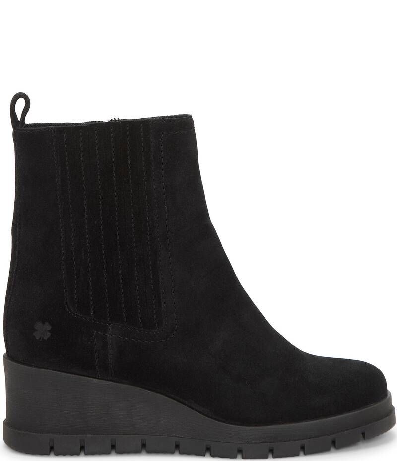 ラッキーブランド レディース シューズ ブーツ・レインブーツ スエード チェルシー ブーツ Lucky Brand Sondruh Suede Wedge Chelsea Booties Black ブラック