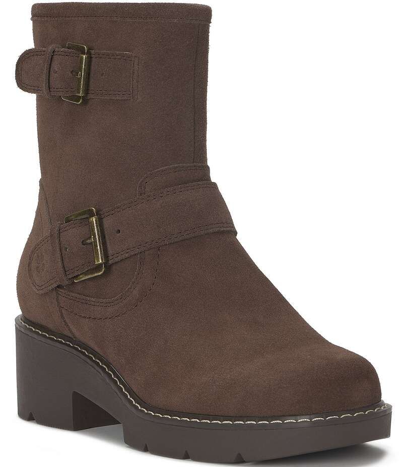 ラッキーブランド レディース シューズ ブーツ・レインブーツ スエード ブーツ Lucky Brand Migyn Suede Double Buckle Moto Booties Cappuccino