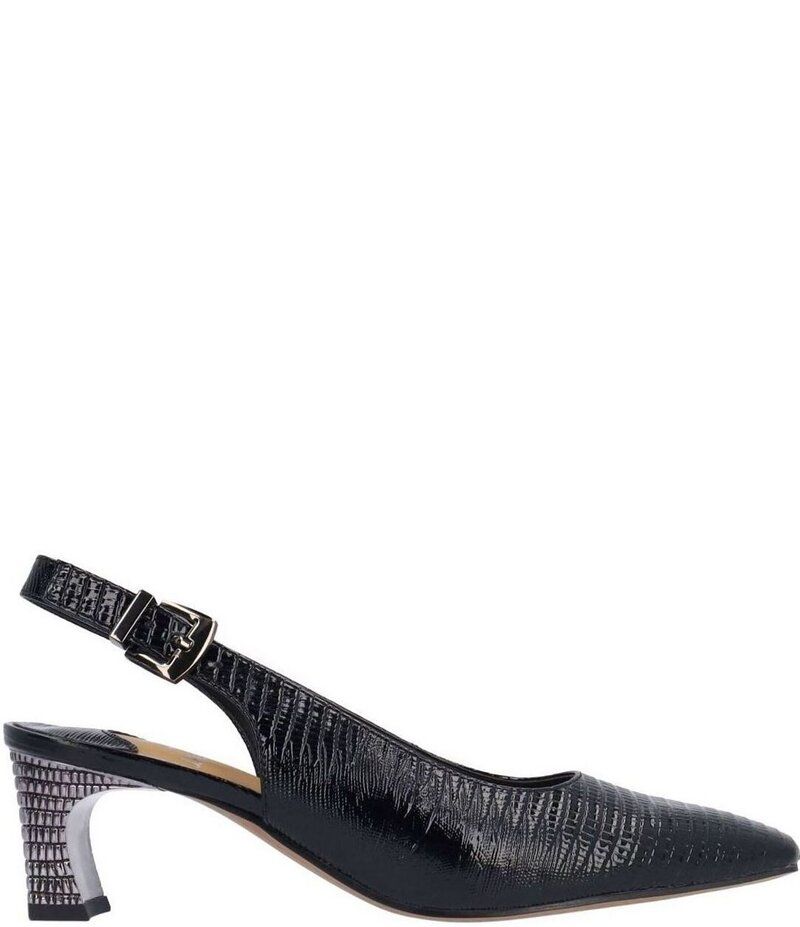 ジェイレニー レディース シューズ パンプス プリント ヒール J Renee Hadyn Lizard Print Block Heel Slingback Pumps Black ブラック