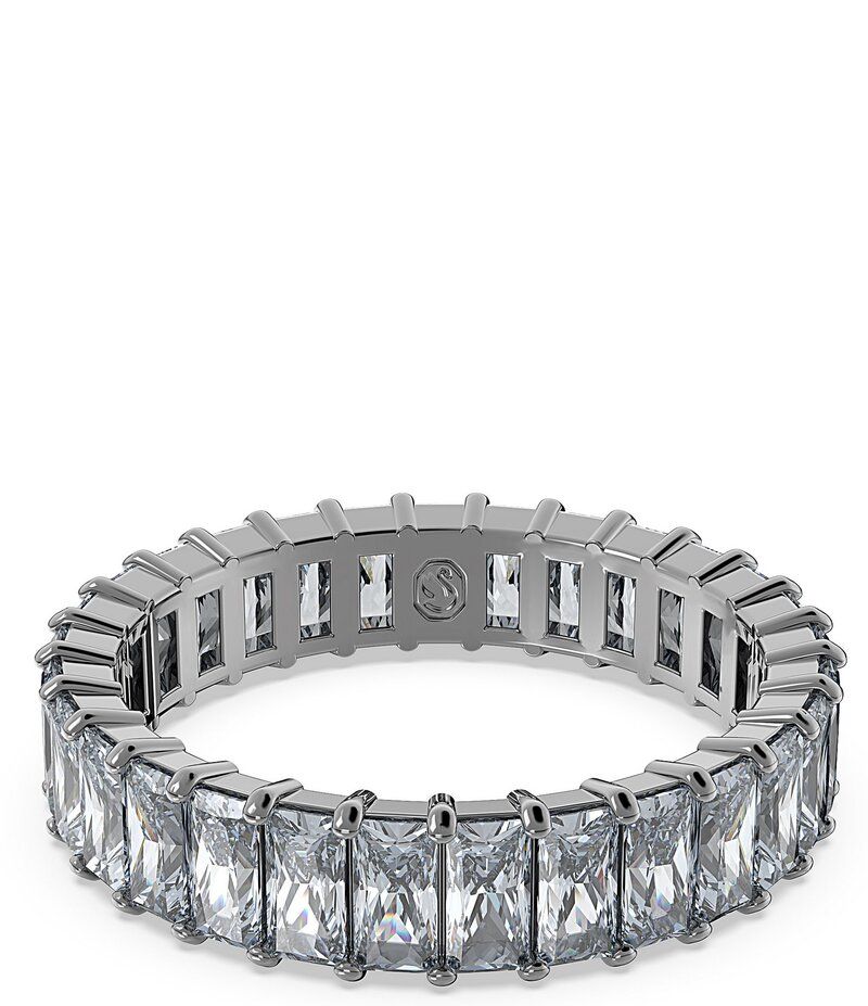 スワロフスキー レディース アクセサリー 指輪 Swarovski Matrix Collection Grey Baguette Cut Band Ring Grey グレー