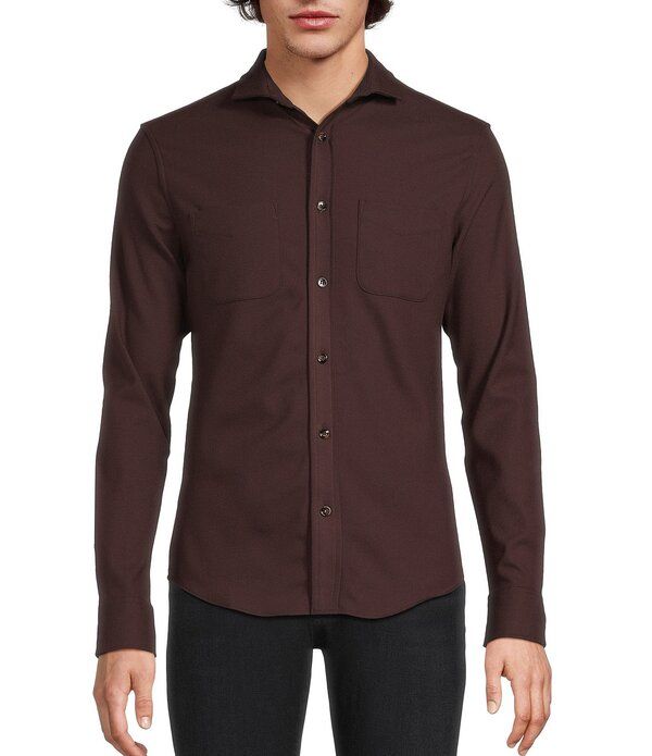 ムラノ メンズ トップス シャツ スリムフィット Murano Slim Fit Solid Long Sleeve Woven Shirt Deep Wine ワイン