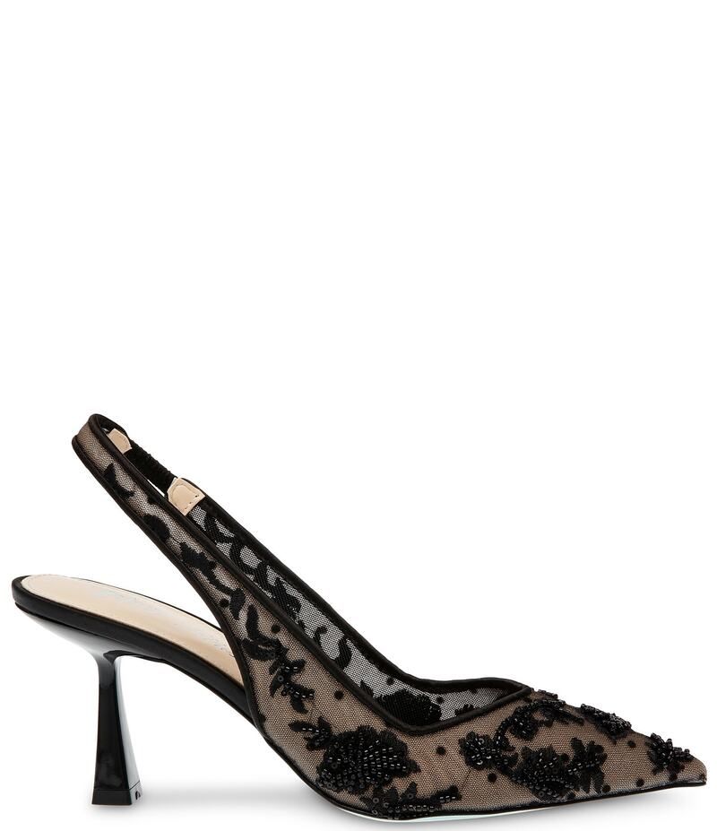 ベッツィジョンソン レディース シューズ パンプス メッシュ Blue by Betsey Johnson Nikki Mesh Flower Beaded Slingback Pumps Black ブラック