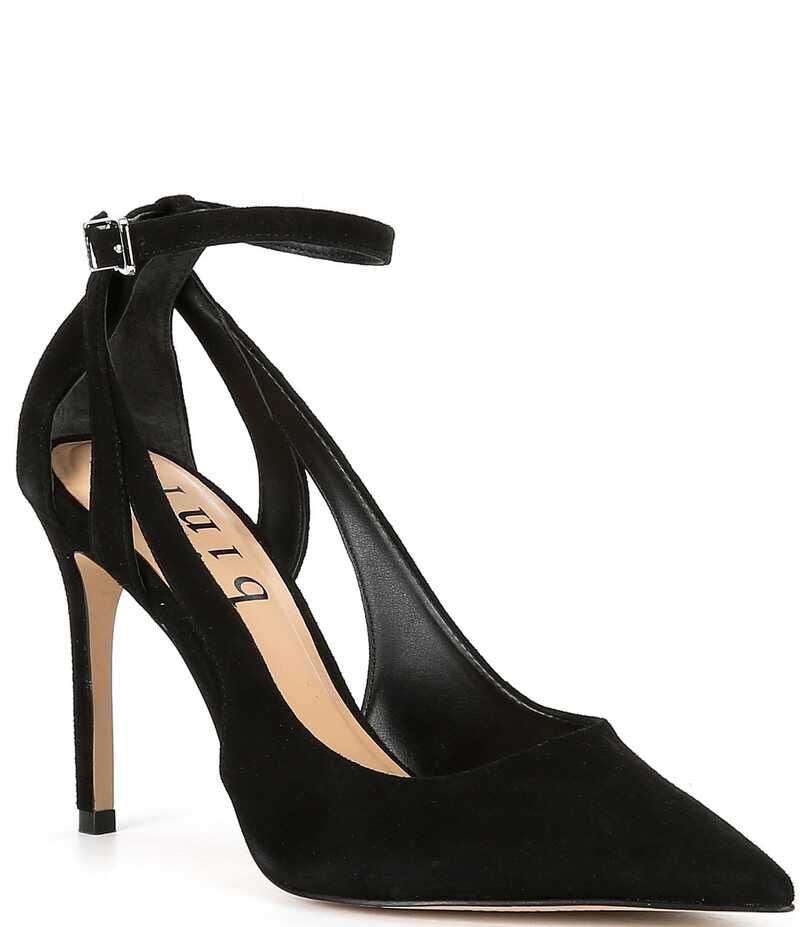 ジャンビニ レディース シューズ ヒール カットアウト スエード アンクル Gianni Bini Teagan Suede CutOut Ankle Strap Dress Pumps Black ブラック
