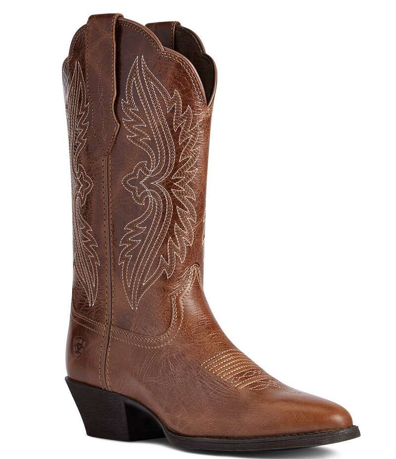 アリアト レディース シューズ ブーツ・レインブーツ レザー Ariat Womens Heritage Leather R Toe Stretch Fit Western Boots Dark Tan タン