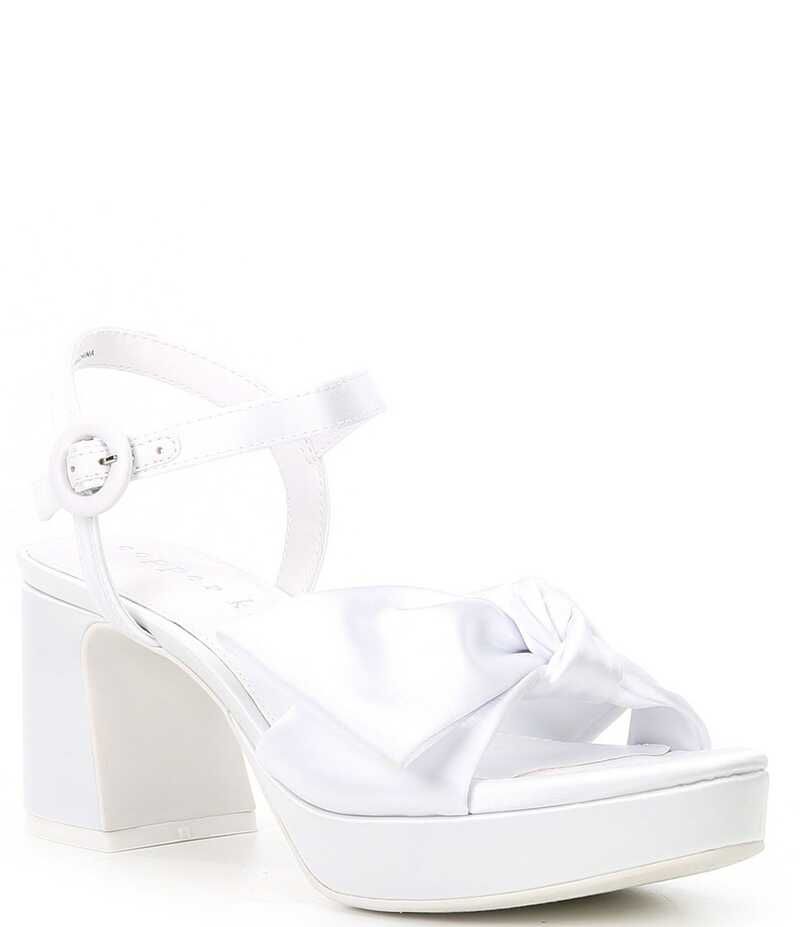 カッパーキー レディース シューズ サンダル プラットフォーム サテン Copper Key Lux Satin Bow Platform Dress Sandals White ホワイト|詳細画像