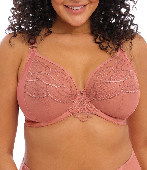 エロミ レディース アンダーウェア ブラジャー Elomi Priya FullBusted Underwire Unlined Embroidery Plunge Bra Rose Gold ゴールド