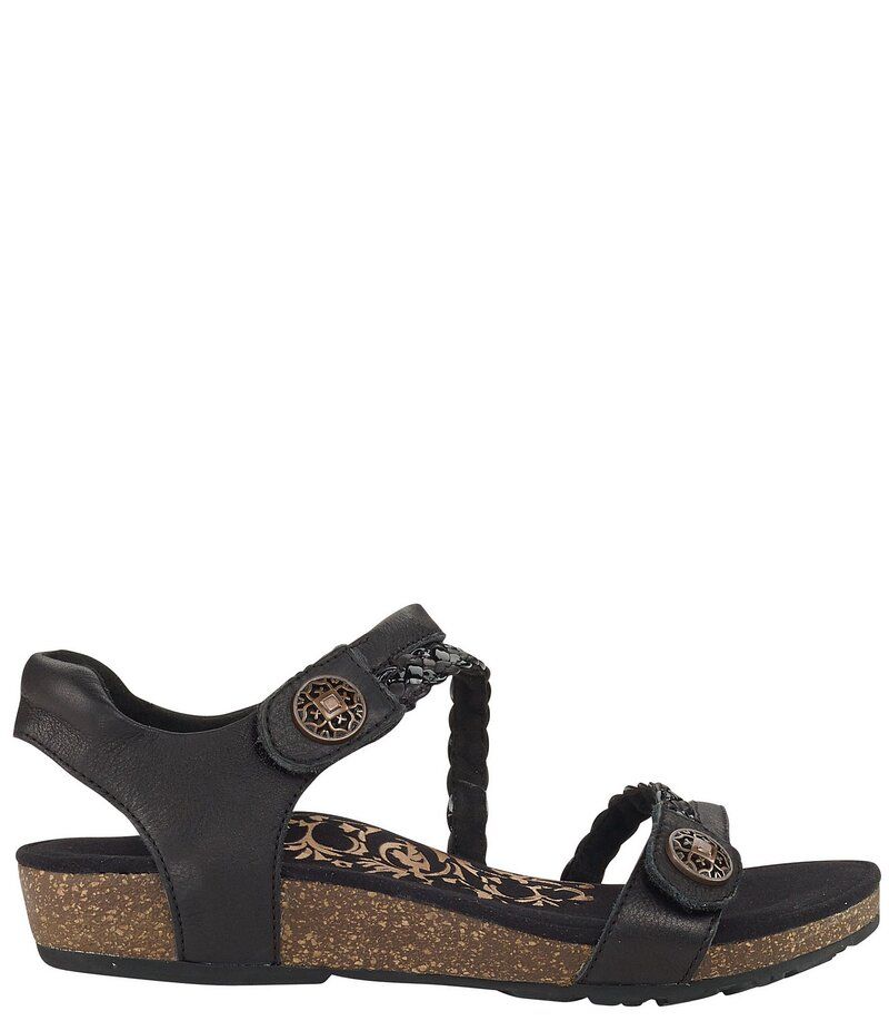 エイトレックス レディース シューズ サンダル Aetrex Jillian Braided Wedge Sandals Black ブラック