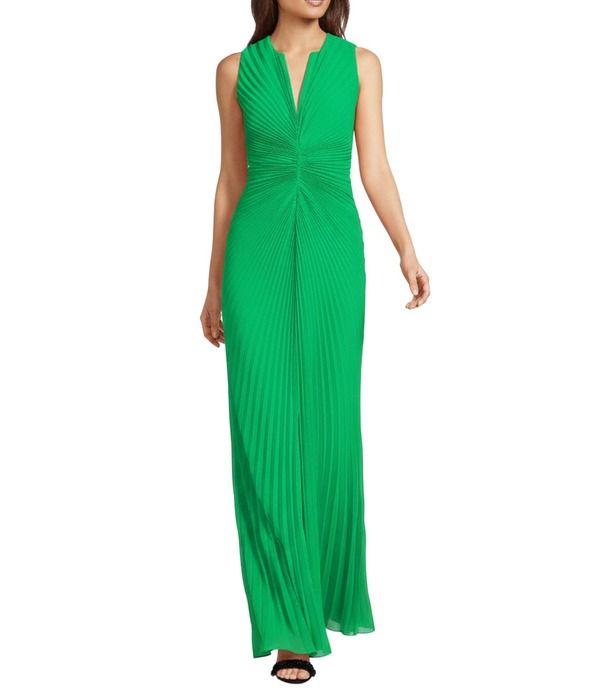 バッジェリーミシュカ レディース トップス ワンピース Vネック A ライン プリーツ ノースリーブ Belle By Badgley Mischkavery Woven Deep VNeck Sleeveless Pleated ALine Dress Pa