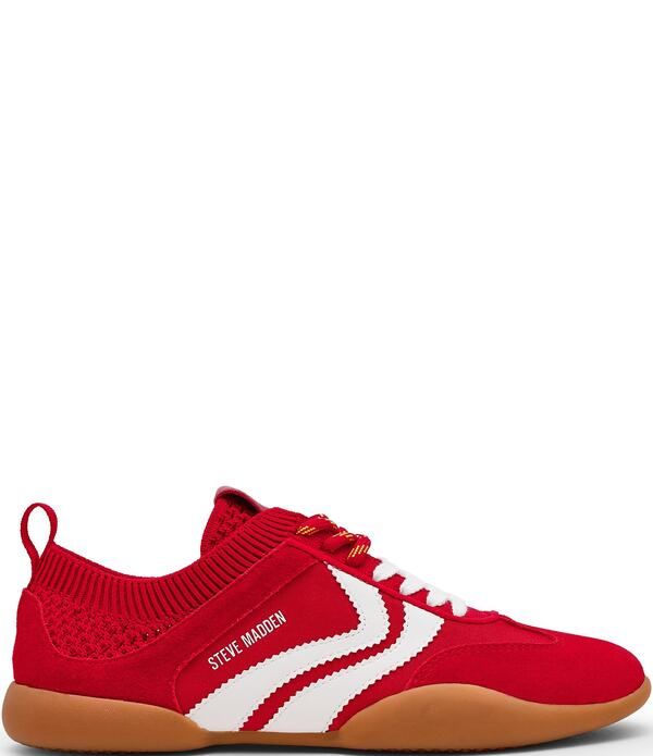 スティーブ マデン レディース ボトムス カジュアルパンツ スニーカー ブーツ レース Steve Madden Womens Reboot Low Top Lace Up Sneakers Red レッド