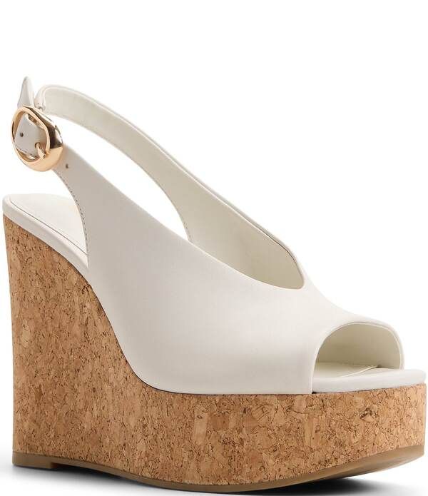 アルド レディース シューズ サンダル プラットフォーム レザー ALDO Tatianah Leather Slingback Platform Wedge Sandals WhiteBone ホワイト