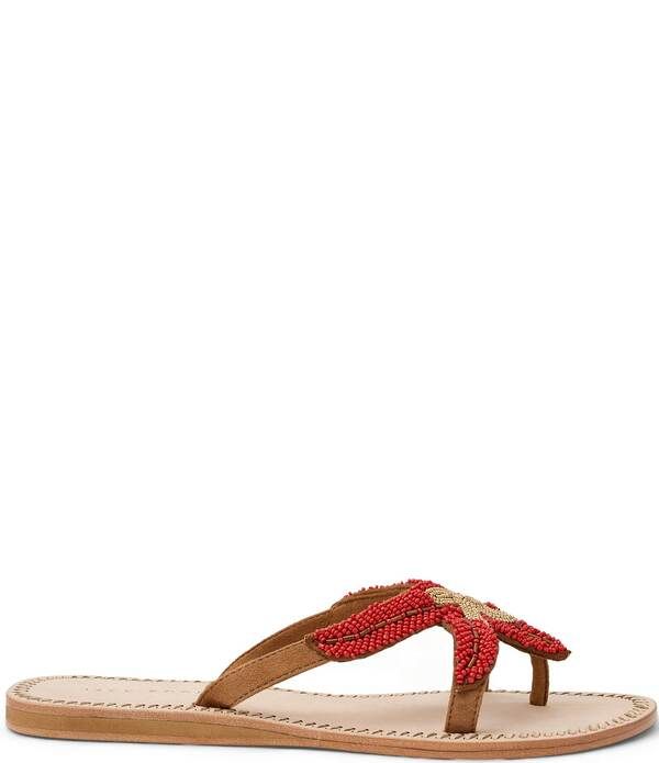 ジャックロジャース レディース シューズ サンダル スエード Jack Rogerstarland Beaded Suede Thong Sandals Red Multi レッド