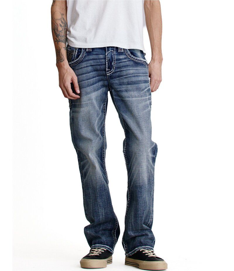 ロックリバイバル メンズ ボトムス デニムパンツ ブーツ ジーンズ Rock Revival Boot Rory Straight Jeans Blue ブルー