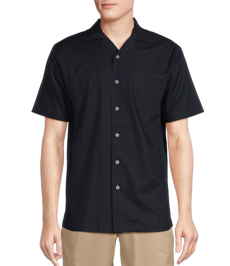 ダニエル クレミュ メンズ トップス シャツ Daniel Cremieux Signature Label Solid Short Sleeve Woven Camp Shirt Dark Navy ネイビー