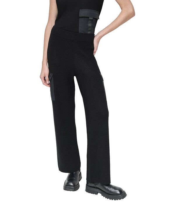 ダナキャラン レディース ボトムス カジュアルパンツ ワイドレッグ カーゴパンツ サテン DKNY by Donna Karan Mixed Media Satin Pocket Wide Leg Cargo Pants Black ブラック