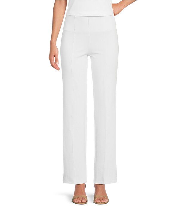 インベストメンツ レディース ボトムス カジュアルパンツ ニット Slim Factor by Investmentstretch Ponte Knit No Waist Slim Straight Pants White ホワイト