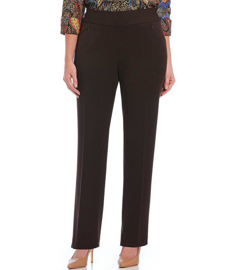 インベストメンツ レディース ボトムス カジュアルパンツ ストレート プラスサイズ パンツ Investments Plus Size the PARK AVE fit PullOn Straight Leg Pants Coffee コーヒー