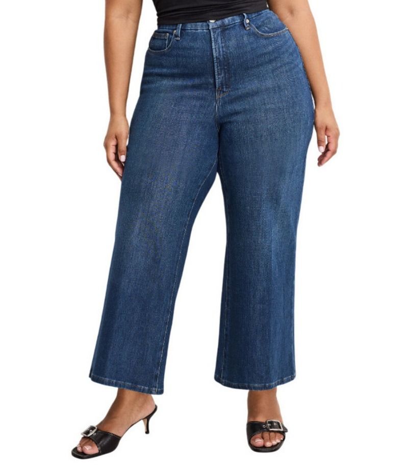 グッドアメリカン レディース ボトムス デニムパンツ プラスサイズ クロップド ジーンズ Good American Plusoftech Good Waist High Rise Palazzo Cropped Jeans Indigo977