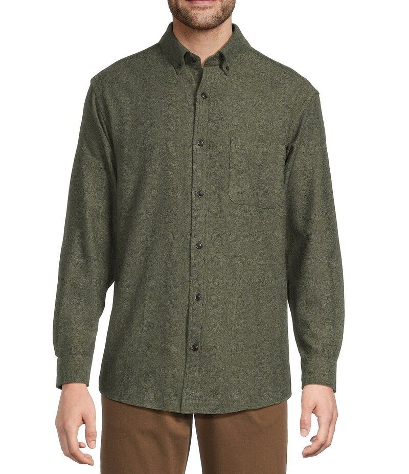 ラウンドトゥリーアンドヨーク メンズ トップス シャツ トール Roundtree Yorke Big Tallong Sleeve Solid Portuguese Flannel Sport Shirt Olive オリーブ 7,015円