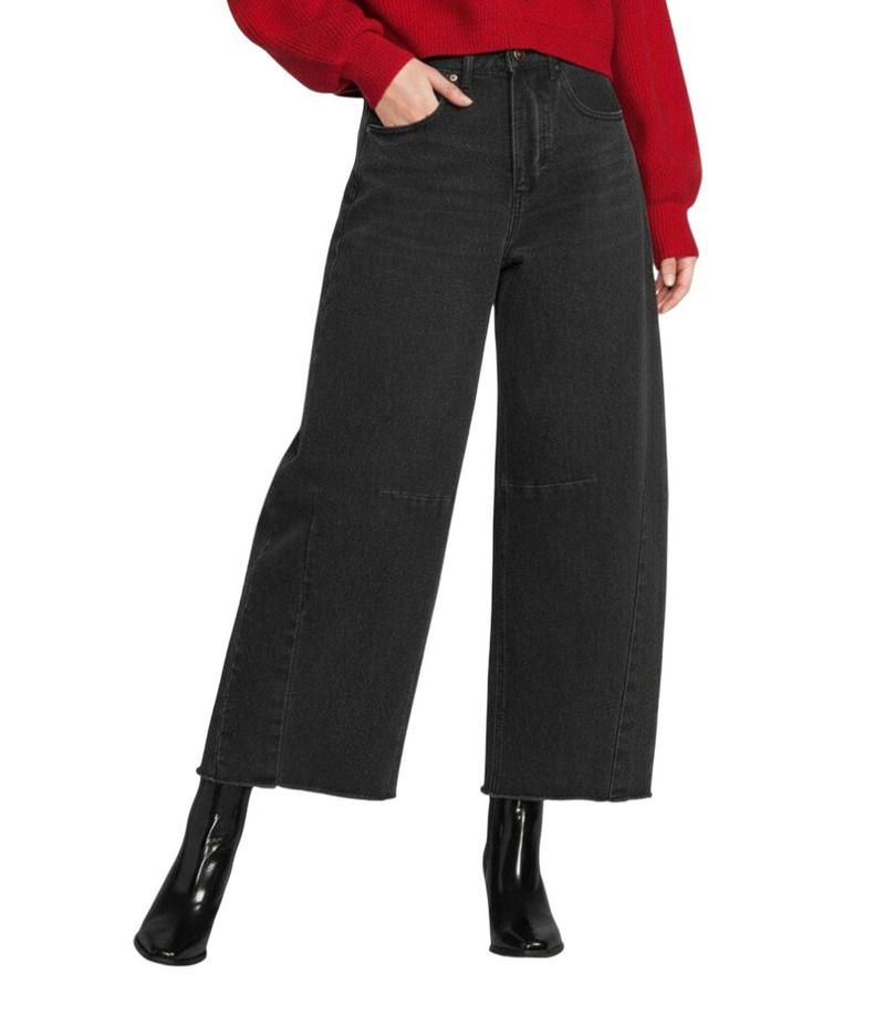 エーラブズエー レディース ボトムス デニムパンツ ジーンズ A Loves A Denimid Rise Wide Barreleg Length Raw Edge Hem Jeans Black ブラック