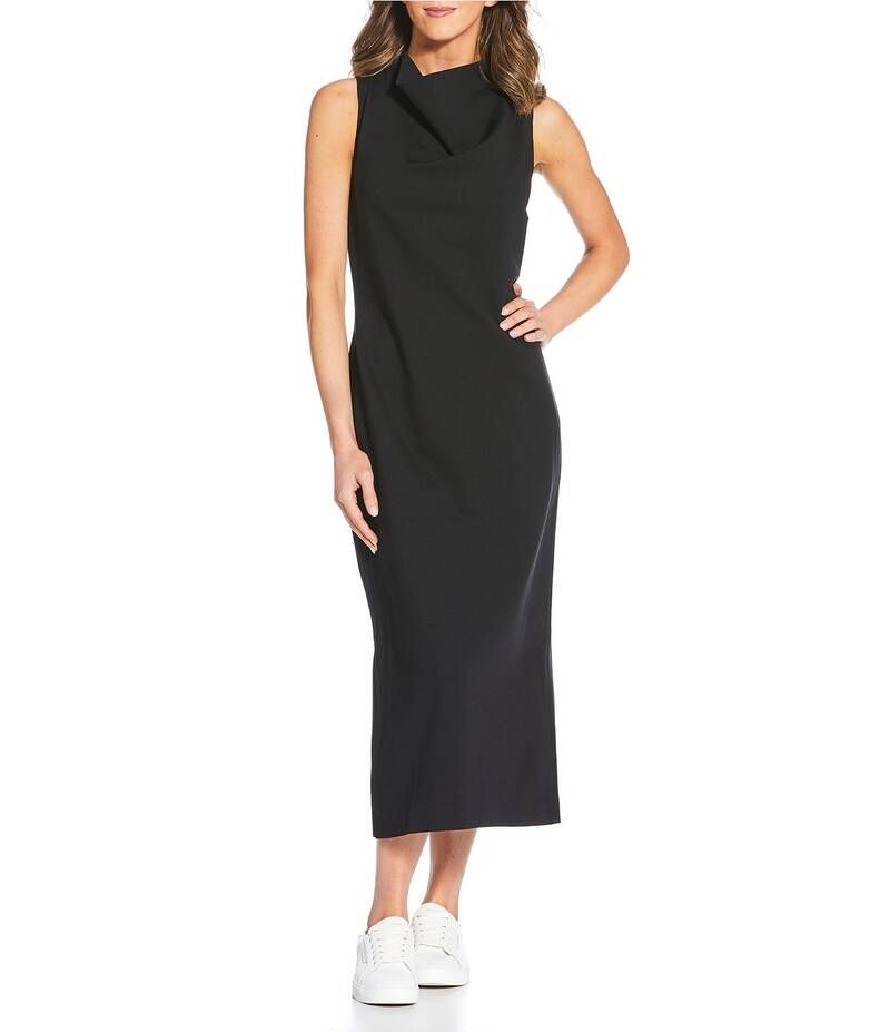 スパンク レディース トップス ワンピース モックネック ミディ ノースリーブ Spanx Sleeveless Ponte Mock Neck Sleeveless Midi Dress Classic Black ブラック