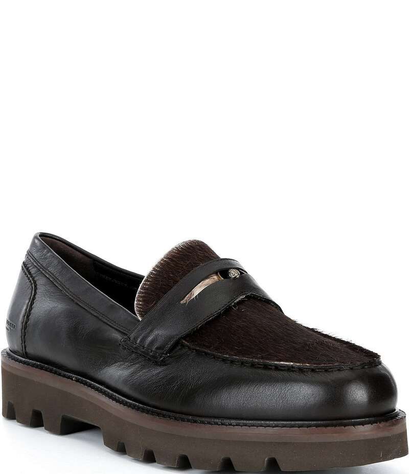 カートジェイガーロンドン メンズ シューズ スリッポン・ローファー レザー Kurt Geiger London Mens Brompton Leather and Haircalf Penny Loafers Brown ブラウン