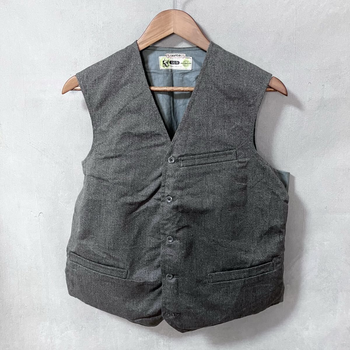 UCO Union Cotonniere ユーコ SANFOR Euro vintage 50's PRIMA 針シンチ コットンメランジ ゴマ塩 ユーロワーク ベスト size.不明 (M～L)