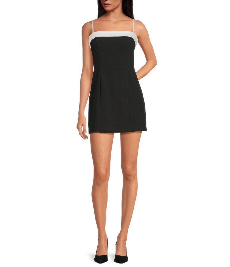 フレンチコネクション レディース トップス ワンピース ミニワンピース ミニ ノースリーブ French Connection Azra Twill Square Neck Sleeveless Mini Dress BlackPorcelain ブラック