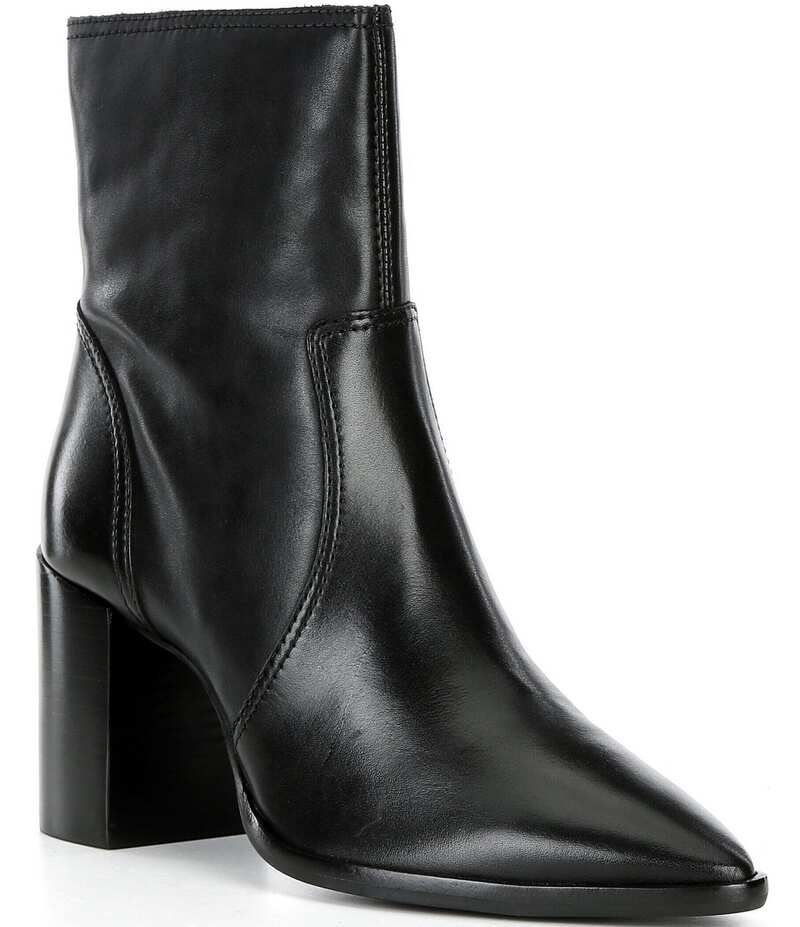 ジャンビニ レディース シューズ ブーツ・レインブーツ レザー ヒール Gianni Bini Darnold Leather Block Heel Booties Black ブラック