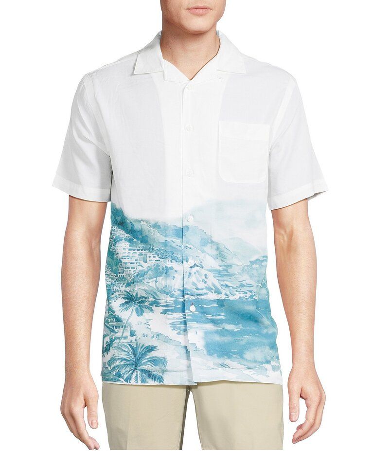 ダニエル クレミュ メンズ トップス シャツ プリント キャップ ケープ Cremieux Blue Labelandscape Print Short Sleeve Woven Camp Shirt White ホワイト 9,485円