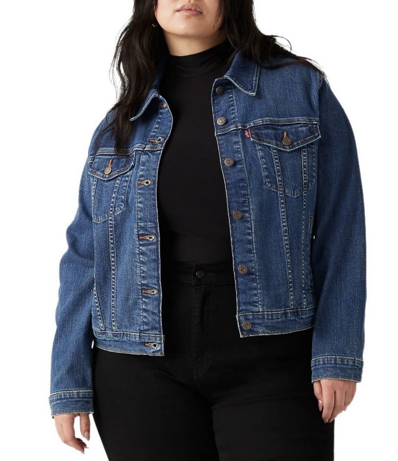 リーバイス レディース アウター コート プラスサイズ ジャケット LevisR Plus Size Point Collar Long Sleeve Original Trucker Jacket Medium Blue ブルー