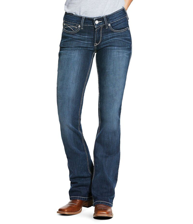 アリアト レディース ボトムス デニムパンツ ブーツカット 刺繍 デニム ブーツ ジーンズ Ariat REAL Mid Rise Stretch Denim Embroidered Pocket Bootcut Jeans Gemstone デニム