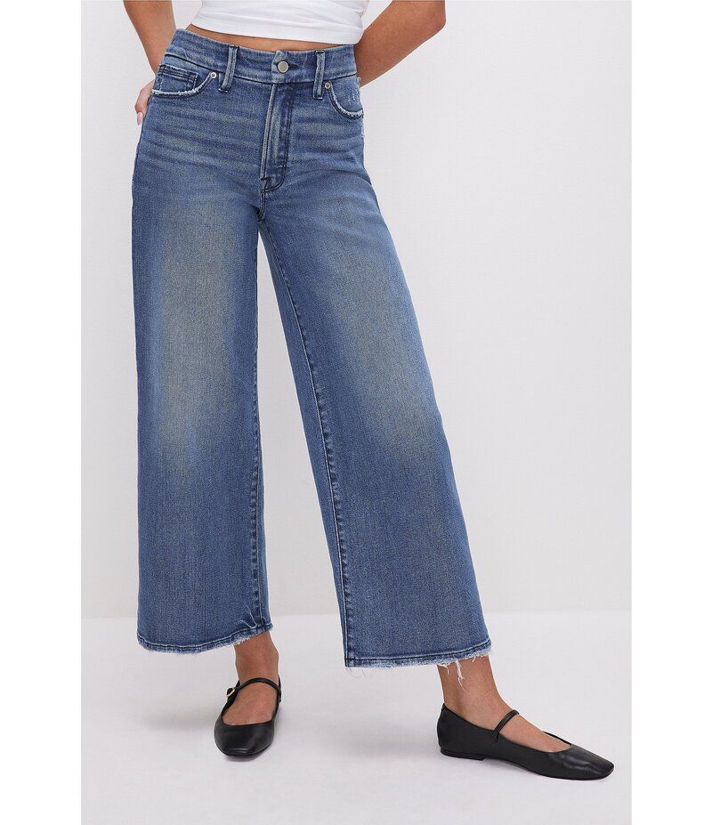グッドアメリカン レディース ボトムス デニムパンツ クロップド デニム ジーンズ Good American Good Waist Denim High Rise Palazzo Cropped Jeans Indigo338 デニム
