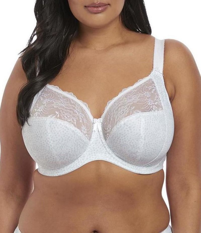 エロミ レディース アンダーウェア ブラジャー レース Elomi Morgan LaceTrimmed FullBusted Contour UBack Underwire Bra White ホワイト