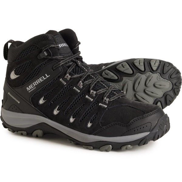 メレル メンズ シューズ ブーツ・レインブーツ レザー Merrell Crosslander 3 Mid Hiking Boots Waterproof Leather For Men Black Charcol ブラック