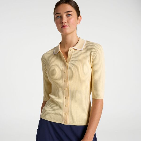 ウォルターヘーゲン レディース アウター ニット・セーター ポロシャツ Walter Hagen Womens Fashion Short Sleeve Sweater Golf Polo Light Almond