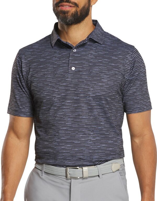フットジョイ メンズ トップス ポロシャツ プリント FootJoy Mens Broken Stripe Print Golf Polo Black ブラック