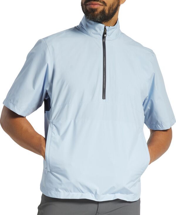 フットジョイ メンズ アウター ジャケット・ブルゾン シャツ FootJoy Mens HydroLite X Short Sleeve Golf Rain Shirt Light BlueNavy ネイビー