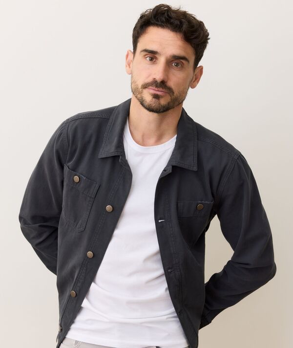マリーン レイヤー メンズ アウター ジャケット・ブルゾン シャツ Marine Layer Mens Patrick Canvas Overshirt Faded Black ブラック