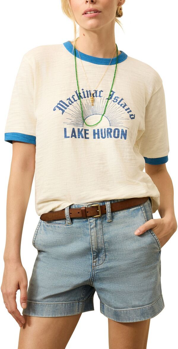 ファレティ レディース トップス Tシャツ Faherty Womensunwashed Slub Camp TShirt Lake Huron