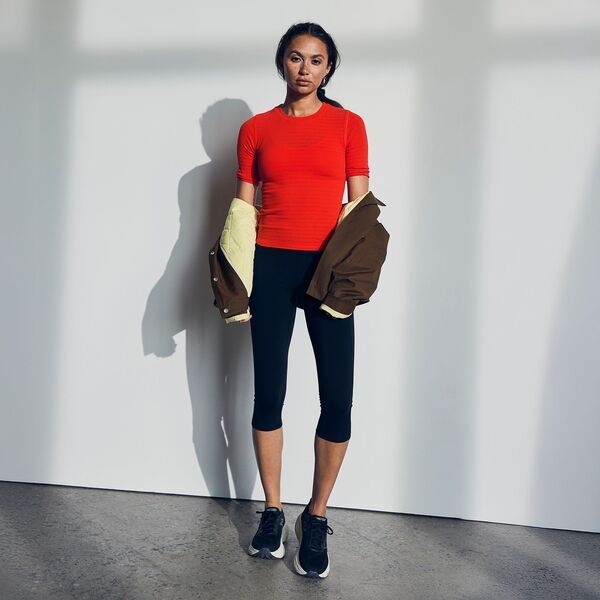 キャリー レディース トップス Tシャツ CALIA Womenseamless Crop Elbow Tee Fresh Red レッド