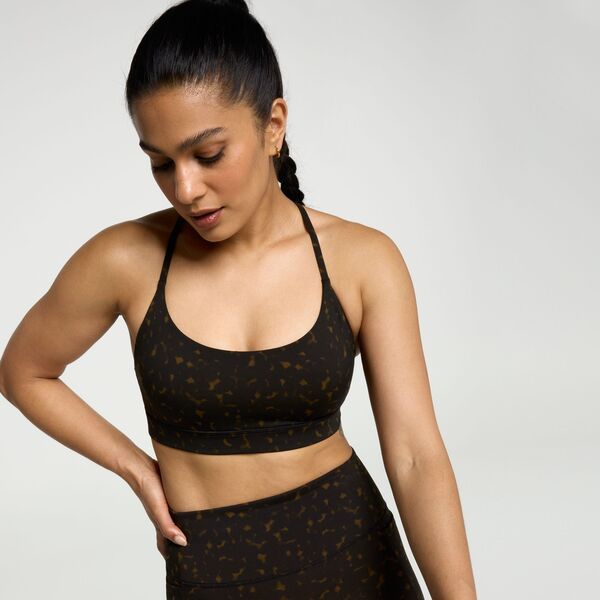 キャリー レディース アンダーウェア ブラジャー CALIA Womenstrive Low Support Strappy Back Bra Tortoise Print Black ブラック