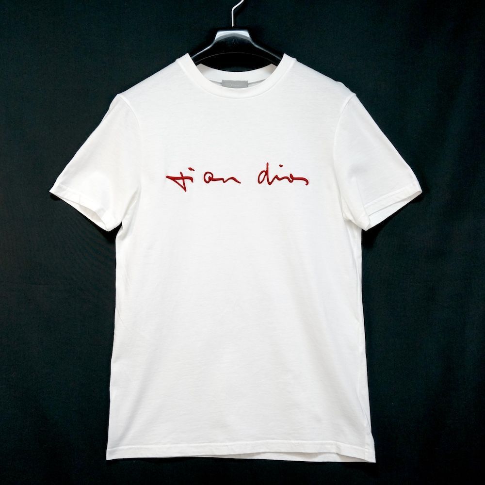 DIOR HOMME ディオールオム シグネチャーロゴ エンブロイダリー コットン Tシャツ ホワイト XXSサイズ 633J654W5411