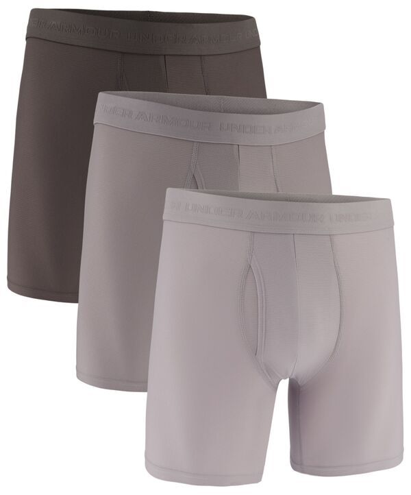 アンダーアーマー メンズ アンダーウェア ボクサーパンツ メッシュ Under Armour Mens Performance Tech Mesh 6 Boxer Briefs 3 Pack Grey Dawn グレー