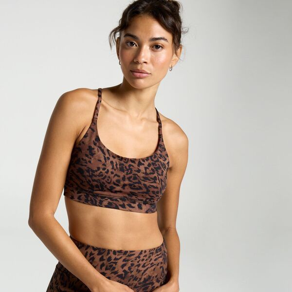 キャリー レディース アンダーウェア ブラジャー CALIA Womenstrive Low Support Strappy Back Bra Feline Print Neutral 6,021円