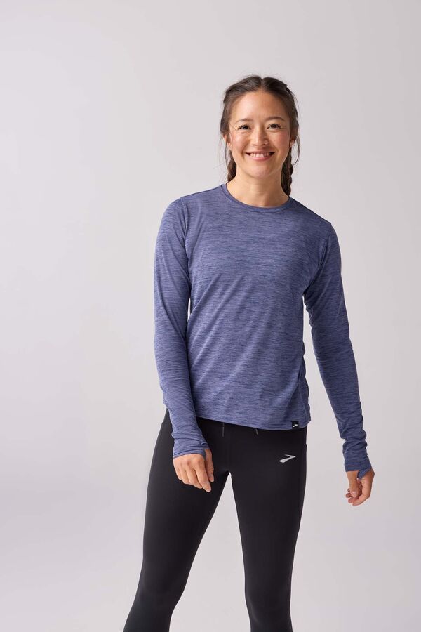 ブルックス レディース トップス Tシャツ Brooks Womens Luxe Long Sleeve TShirt Htr Nightshadow