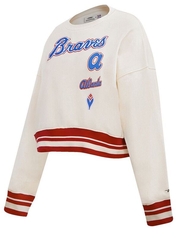 プロスタンダード レディース アウター パーカー・スウェット クルーネック シャツ フリース Pro Standard Womens Atlanta Braves Retro Fleece Crew Neck Sweatshirt Cream クリーム