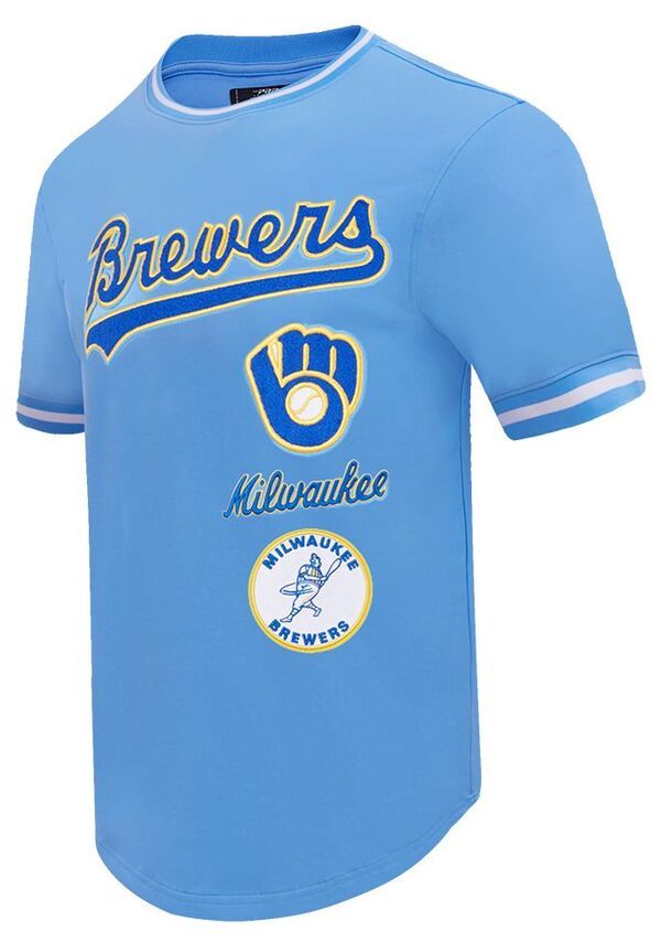 プロスタンダード メンズ トップス Tシャツ ニット Pro Standard Mens Milwaukee Brewers Retro Double KnitShirt Blue ブルー
