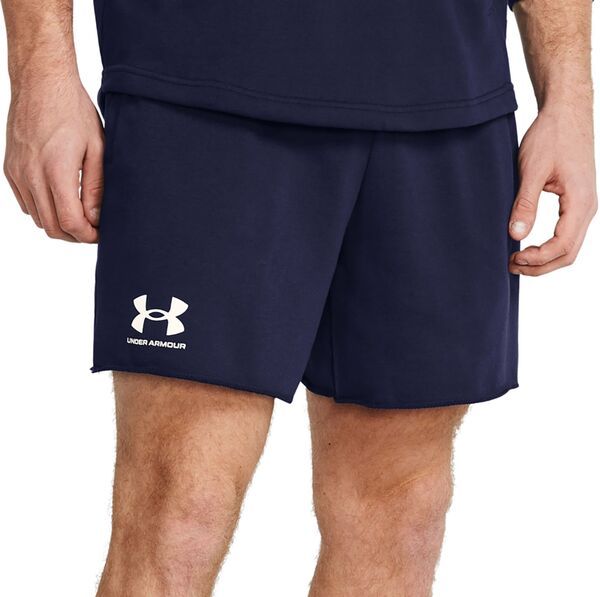 アンダーアーマー メンズ ボトムス ハーフパンツ・ショーツ パイル ショートパンツ Under Armour Mens Rival Terry 6 Shorts Midnight NavyOnyx White ホワイト